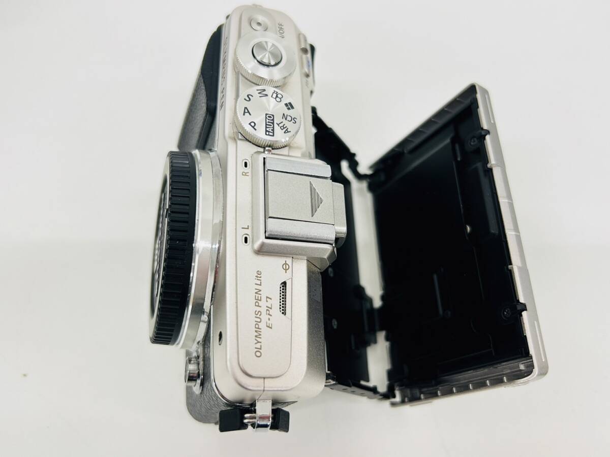 【TJ-3699】1円〜 OLYMPUS PEN Lite E-PL7 オリンパス ミラーレス一眼レフカメラ ダブルレンズキット 箱有 中古 通電確認済み ジャンク の画像9