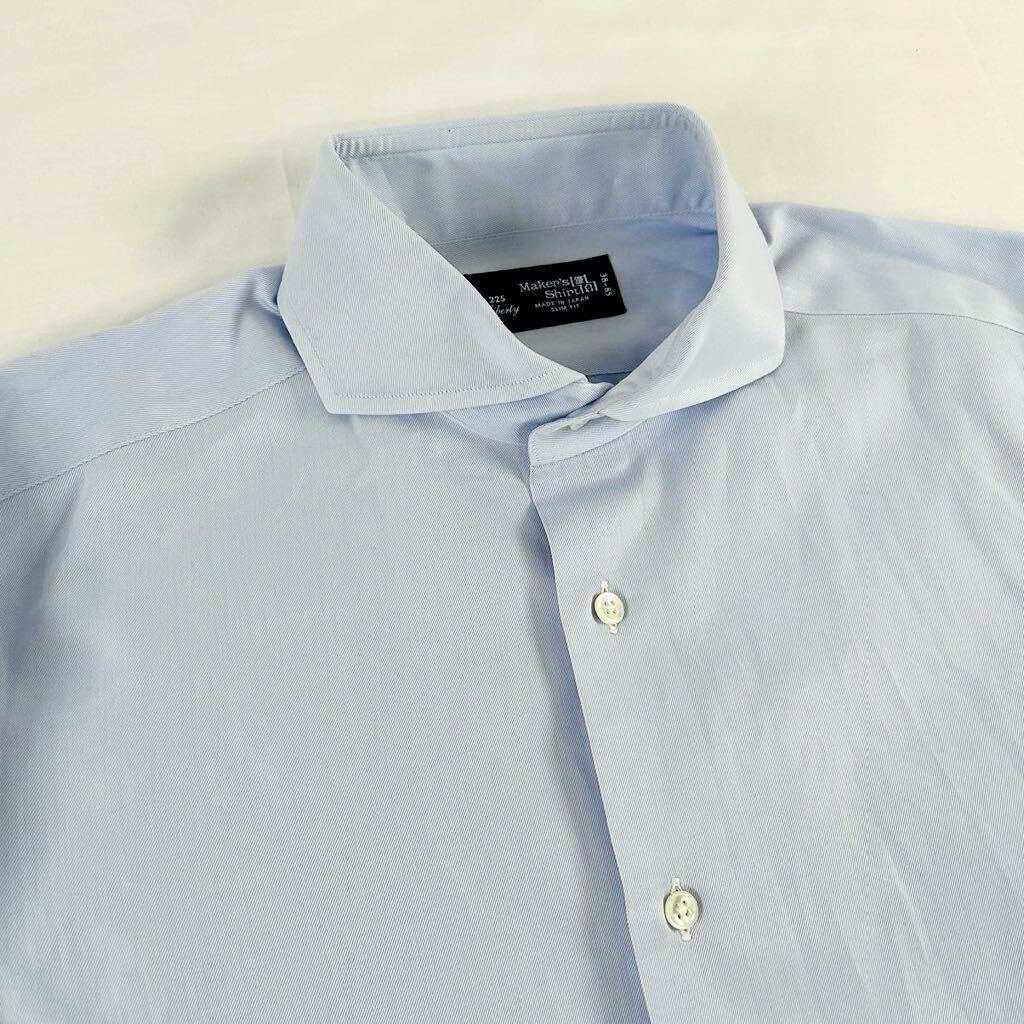 B3 鎌倉シャツ 長袖シャツ ドレスシャツ ワイシャツ　ライトブルー 日本製　SLIM FIT sメンズ　男性用_画像2