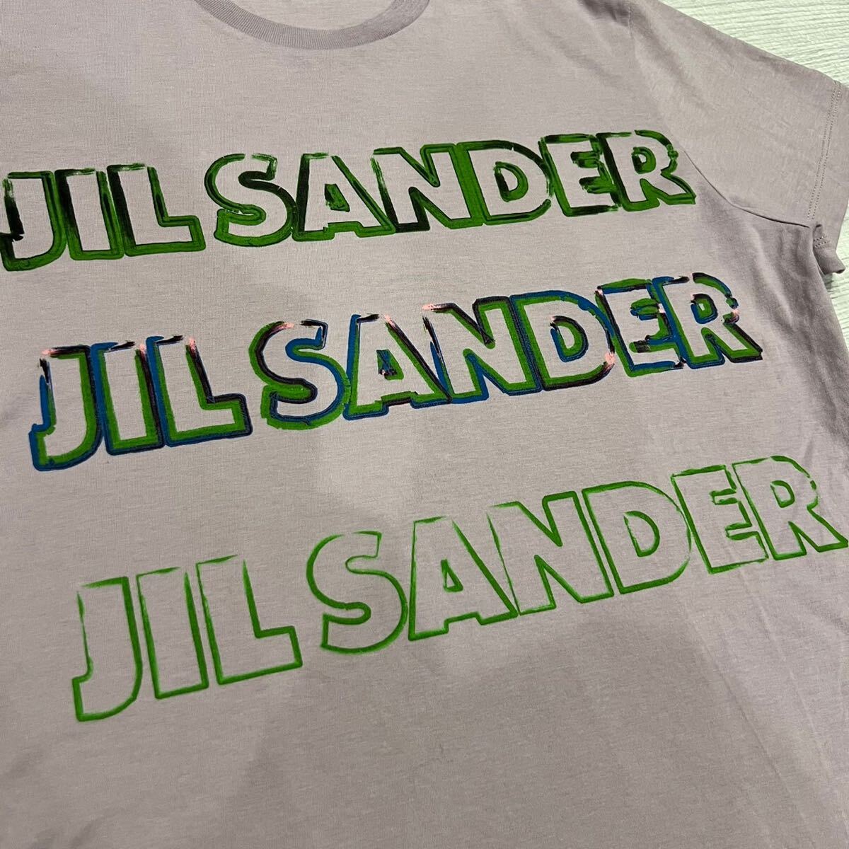 【即決】美品 Jil Sander ジルサンダー 半袖Tシャツ M メンズパープル ロゴプリント/コットンクルーネック 紫