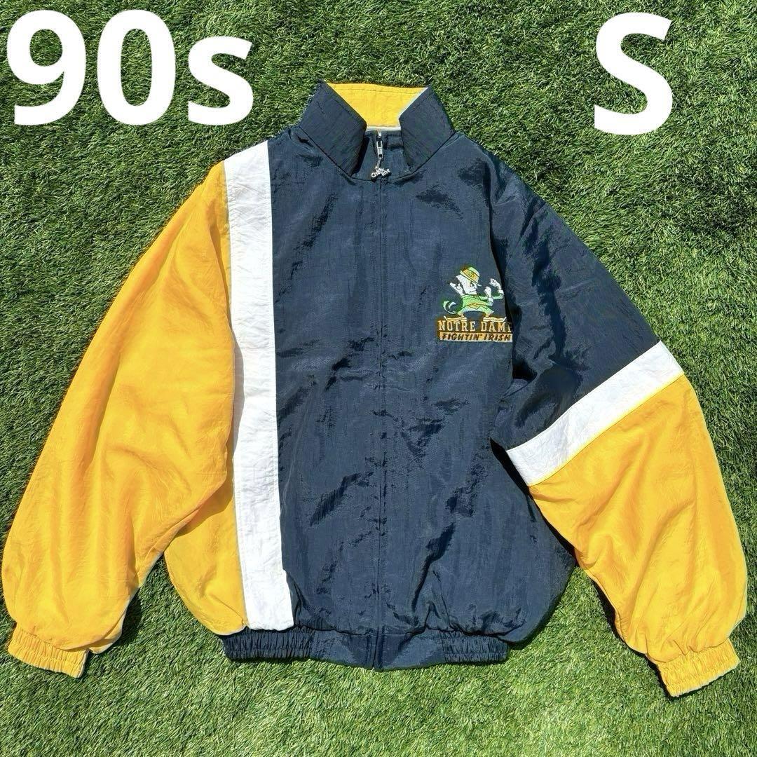 S 美品 USA製 90s Chalk Line ノートルダム大学 チョークライン ナイロン ジャケット カレッジ アメリカ 古着 NCAA スタジャン ビンテージ_画像1