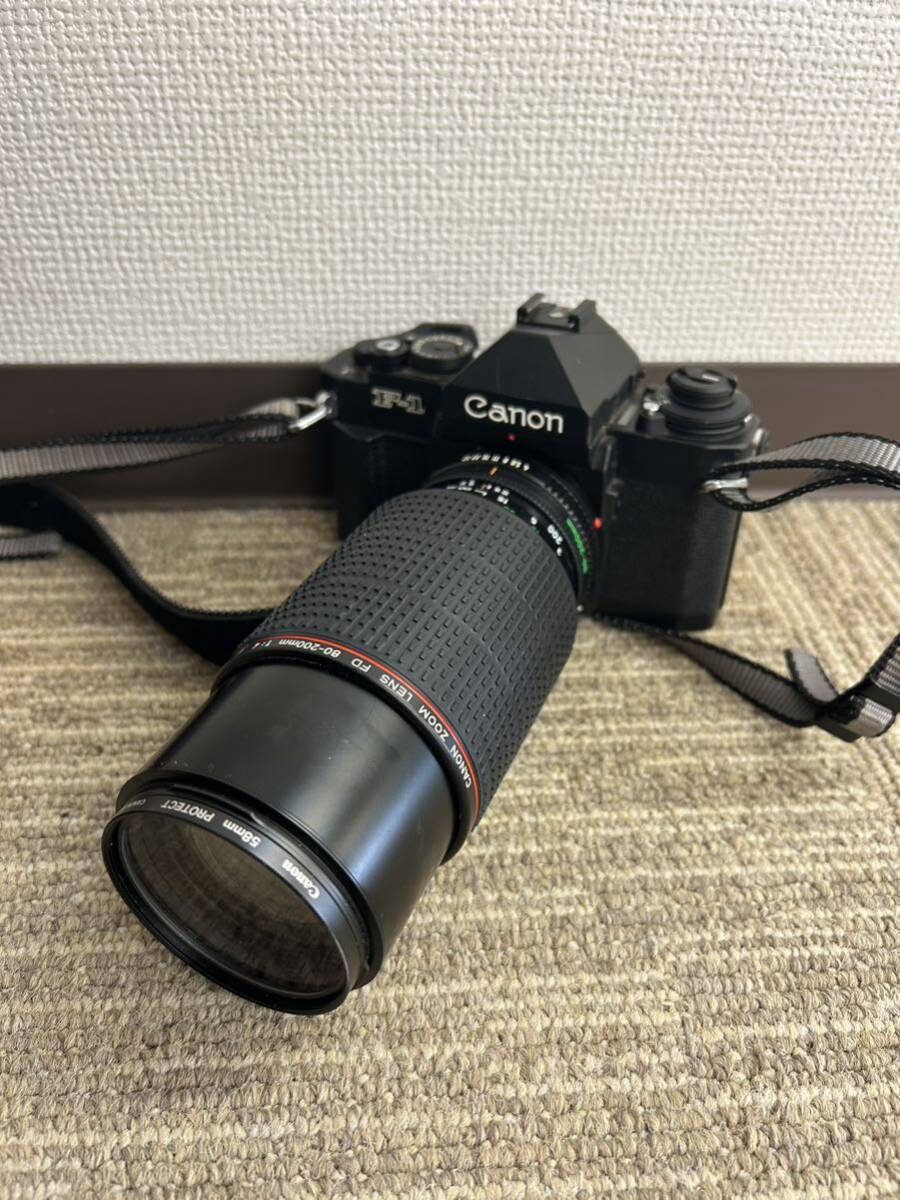 Canon キャノン F-1 一眼レフカメラ フィルム レンズ ZOOM FD 80-200mm 1:4 L c Canon 58mm PROTECT シャッター確認_画像1