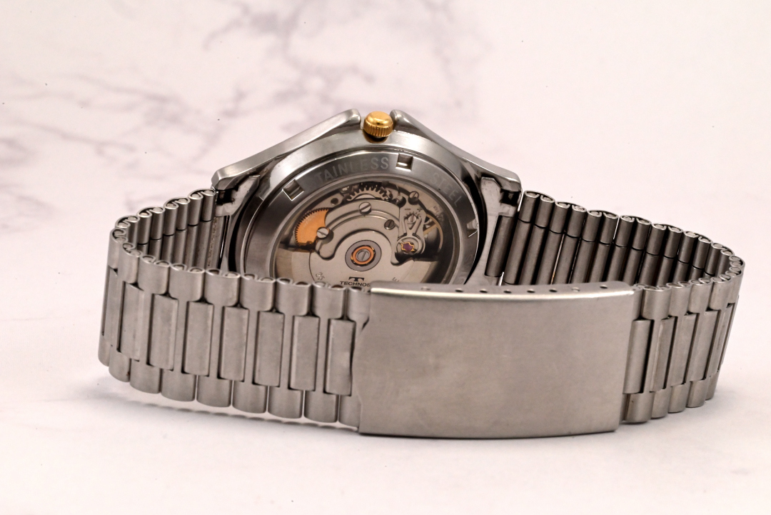 腕時計 テクノス TECHNOS 自動巻 AUTOMATIC 25JEWELS INCABLOC STAINLESS STEEL SWISS 3ATM 動作品 ETA2824-2 N42-385の画像5