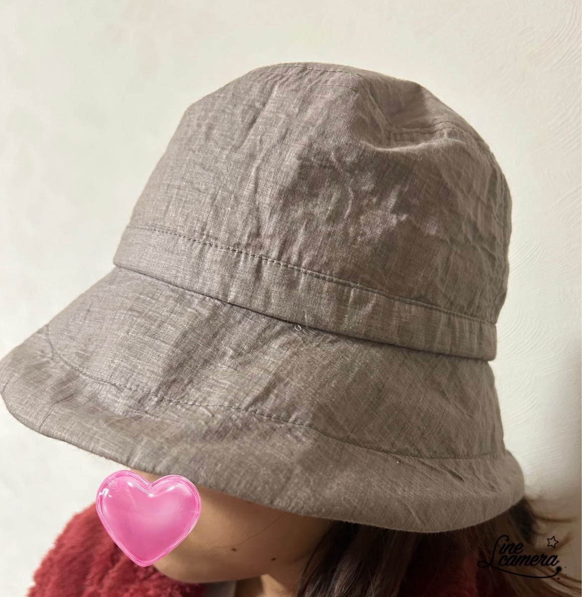 バケットハット　夏用　帽子　軽量35g  綿100%  お洒落なミセス　サイズ　Ｍツバ裏柄　ほぼ未使用　クーポン消化！