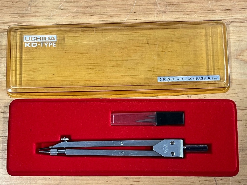 *UCHIDAuchidaKENT KD-TYPE rotring rotring compass 3 point set drafting tool drawing drafting design construction used Junk present condition goods retro *