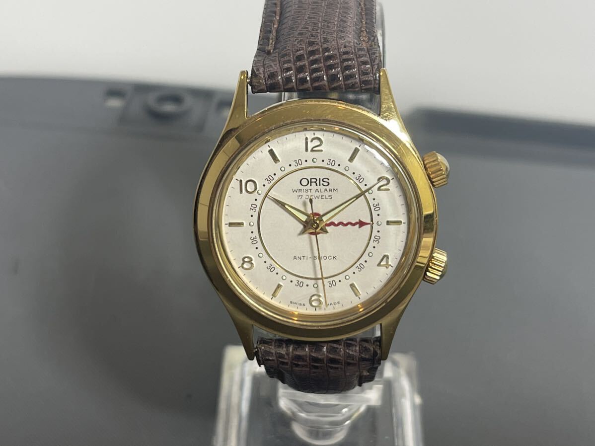 ORIS オリス・リストアラーム17石手巻き腕時計ケース径34㎜日差約1分程度アラーム動作品スイスの画像1