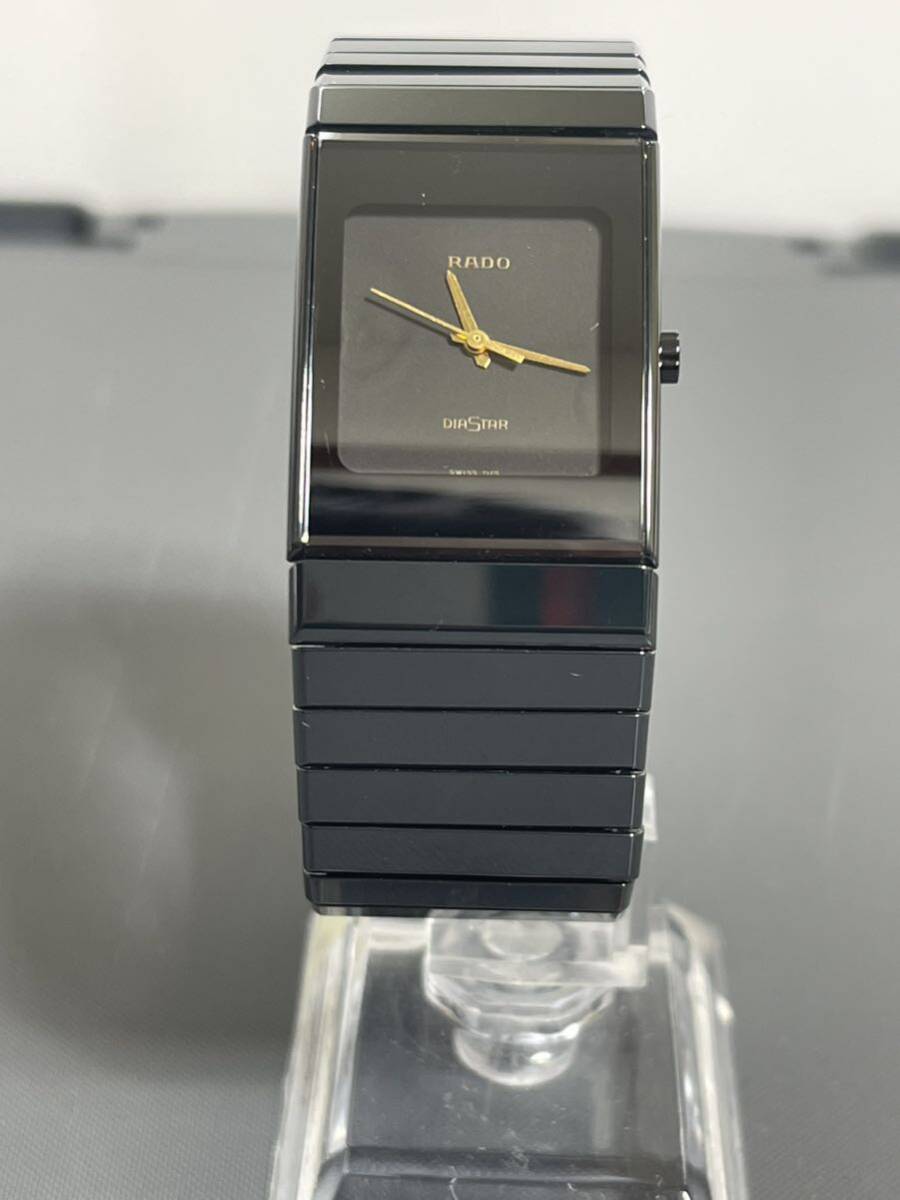 RADO ラドー ダイアスタークォーツ 腕時計セラミックブレスレット型ドレスウォッチブラックブレス幅約２３ミリの画像7