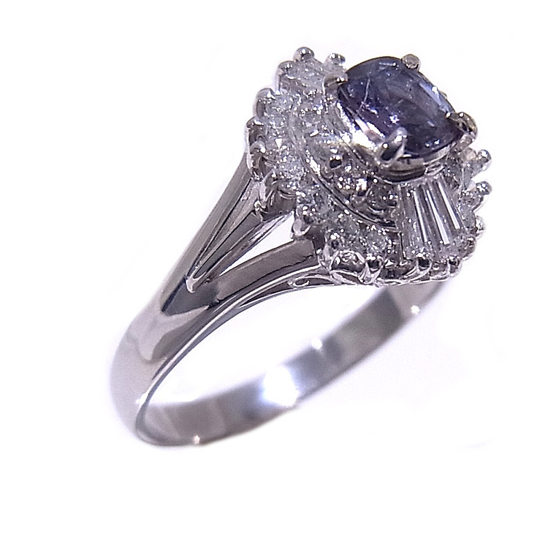 Pt900 platinum ring ring natural kliso beryl alexandrite diamond [ No-brand ][ used ][ degree A]