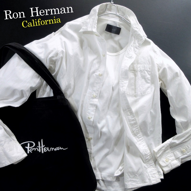 【Ron Herman California ロンハーマン】ワンランク上のサーフスタイル◎ コットン ホワイトシャツ M~L相当サイズ!! （MADE IN JAPAN）の画像1