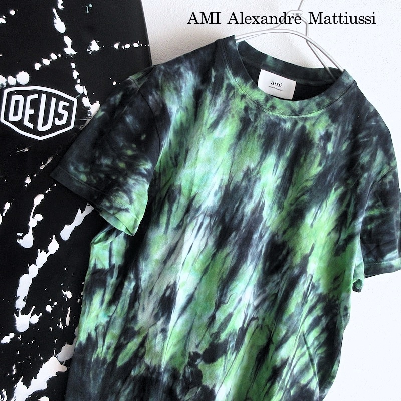 【AMI Alexandre Mattiussi. アミ / フランス】ロンハーマン取扱ブランド◎ 未使用 23100円 タイダイ Tシャツ!!　（GREEN/WHITE）_画像1