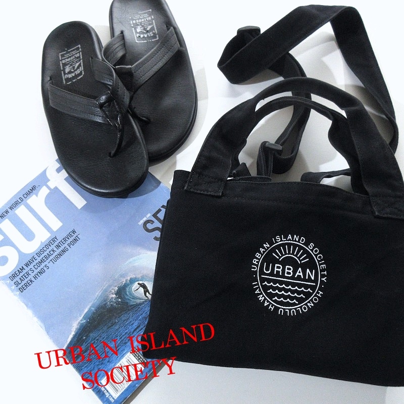 [URBAN ISLAND SOCIETY urban Islay ndososaeti/ Hawaii ]2WAY canvas bag black!! ( shoulder tote bag )