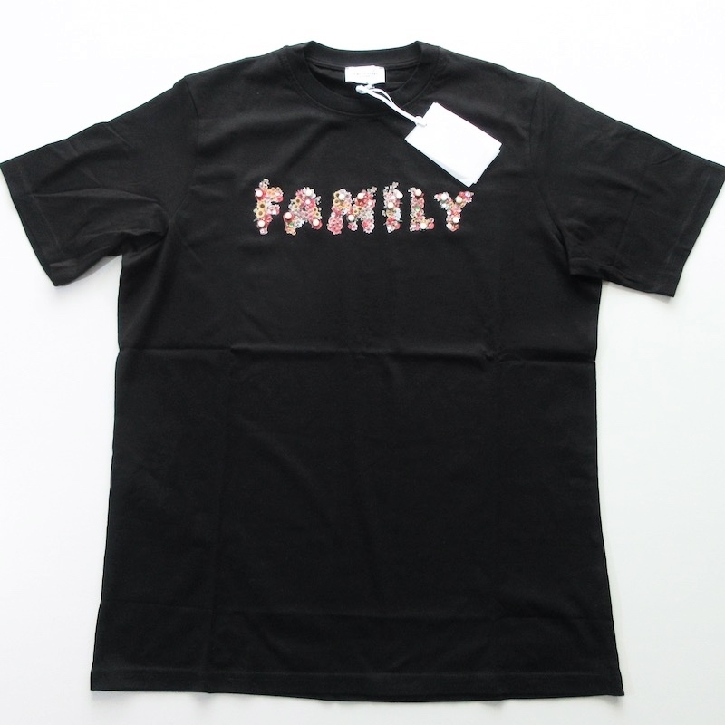 【FAMILY FIRST MILANO ファミリーファースト / イタリア】未使用 17600円 ラインストーン ロゴ Tシャツ 黒!!_画像2