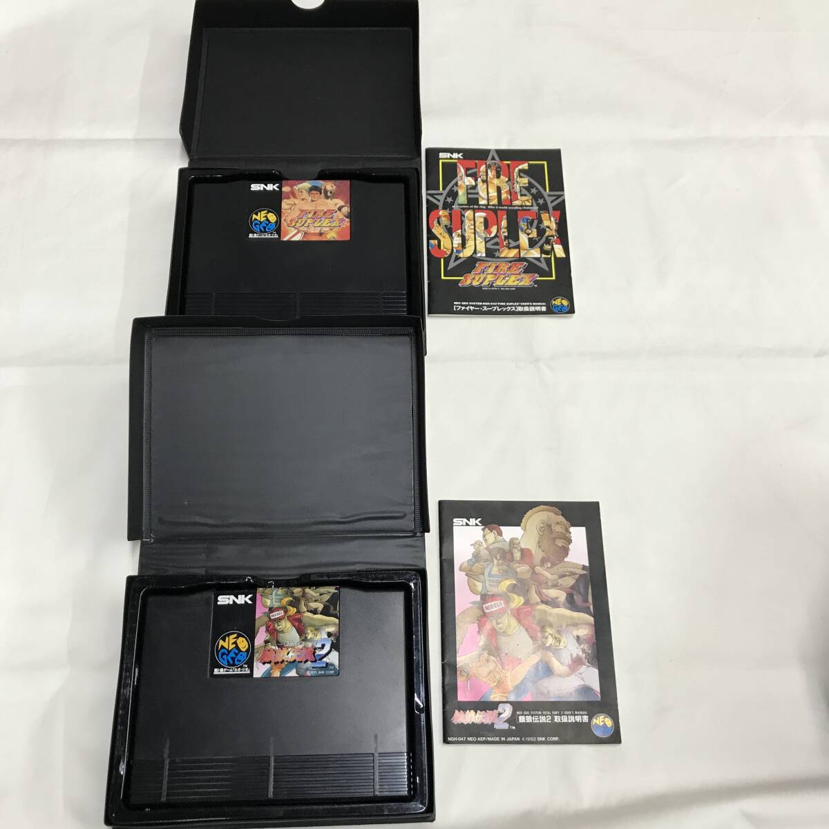 gy010送料無料！ケース傷み有 NEOGEO ネオジオ SNK ソフト 5点セット ROMカセット 餓狼伝説2 サムライスピリッツ ギャラクシーファイト 等の画像2