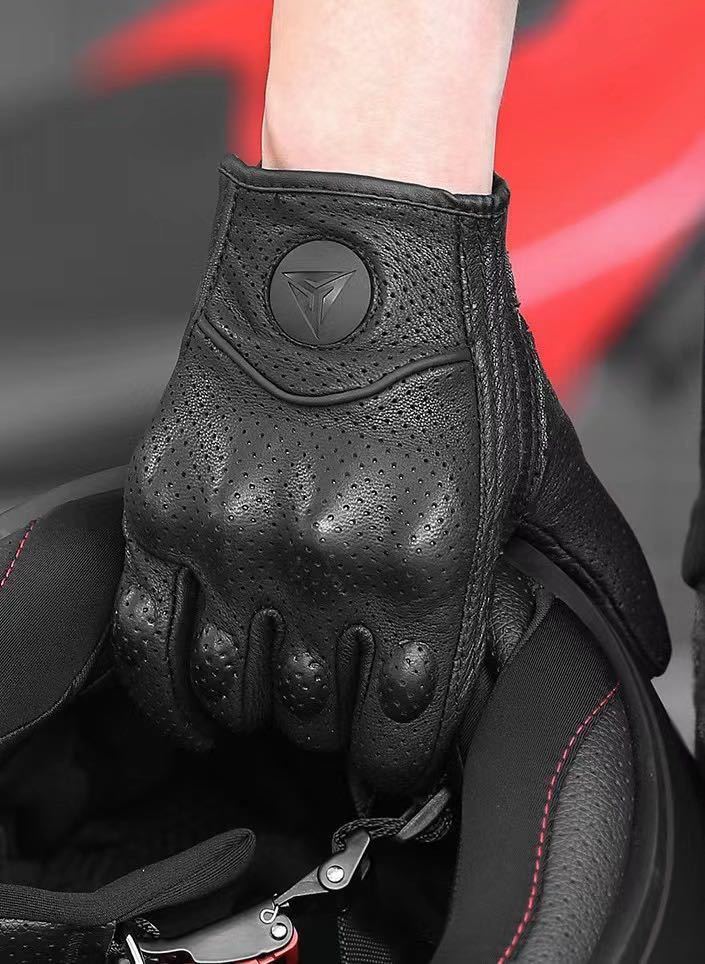 MOTOWOLF バイクグローブ サイクリンググローブ 革手袋 レザー 新品 ブラック メッシュ Lサイズ_画像4