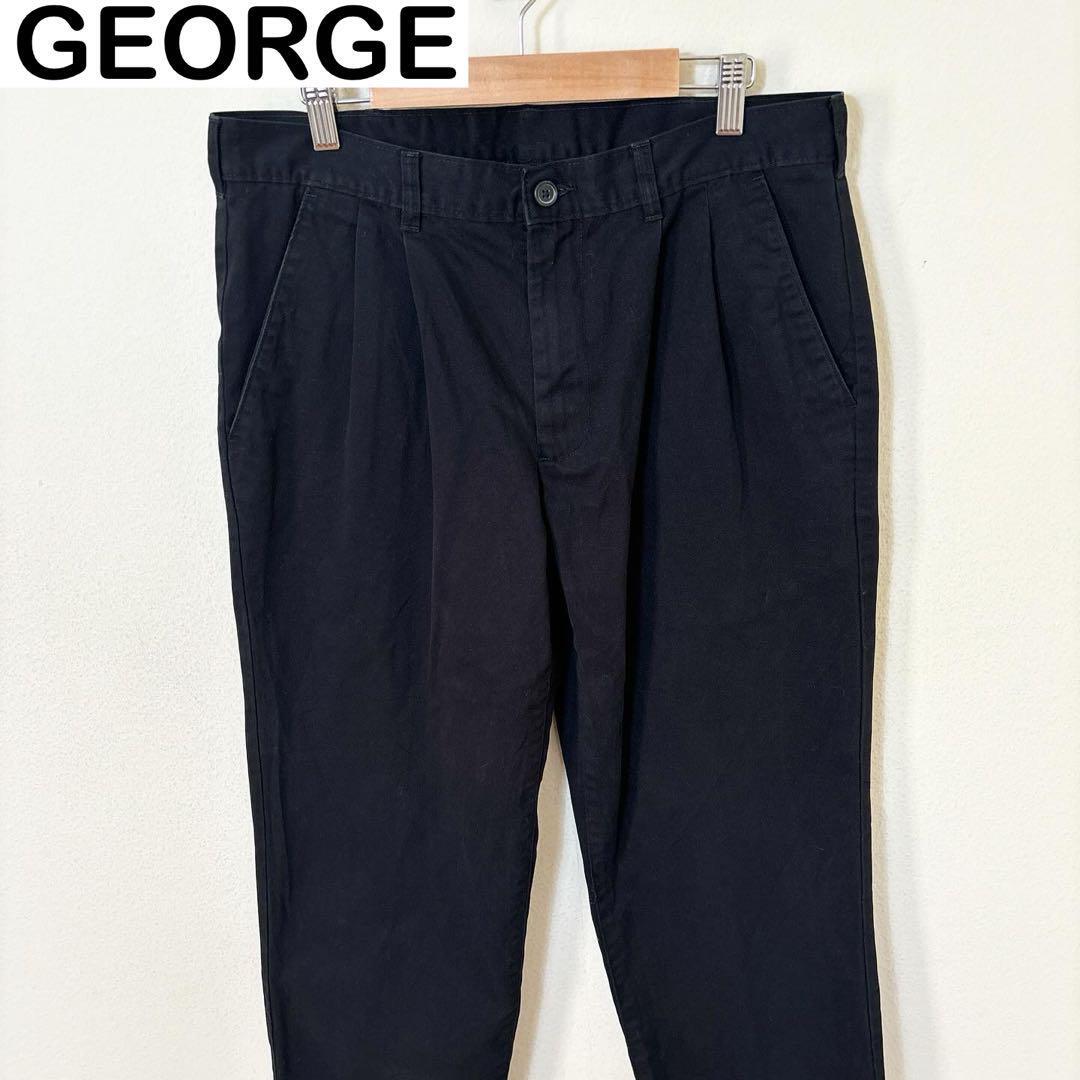 GEORGE 2 tuck chinos black old clothes American Casual Street 