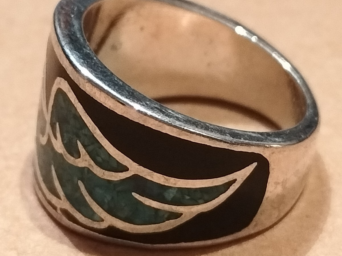  Vintage Indian jewelry turquoise ring ring Navajo USA Old silver dead stock zni Eagle feather 