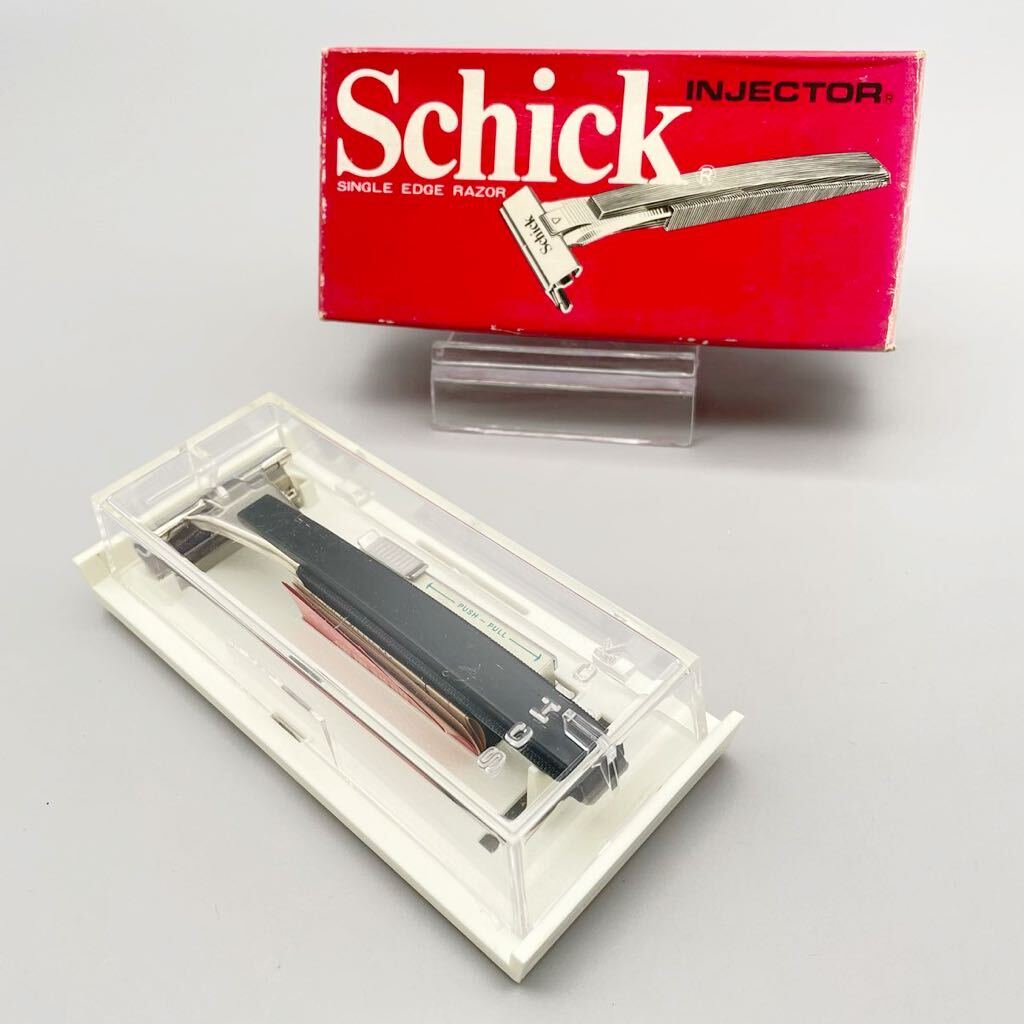 【新品 未使用品】 Schick シック INJECTOR インジェクター Y-100 S-60 カミソリ T字型 髭剃り 昭和 レトロ ヴィンテージ 服部時計店 箱付の画像1