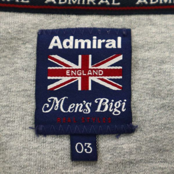 Admiral × MEN'S BIGI アドミラル × メンズビギ ユニオンジャック 刺繍★ スウェット フーディー パーカー Sz.3 メンズ 灰　C4T02721_3#O_画像7