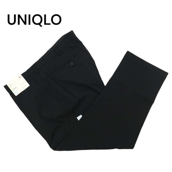 新品 未使用 UNIQLO ユニクロ 感動パンツ ウルトラライト コットンライク スラックス パンツ Sz.105 メンズ 黒 大きい 特大 C4B01636_4#Rの画像1