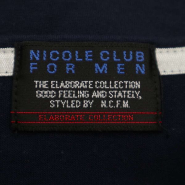 NICOLE CLUB FOR MEN ニコルクラブ フォーメン インク&ムラ アラカルト プリント 半袖 カットソー Tシャツ Sz.46 メンズ 紺 C4T03356_4#Dの画像5