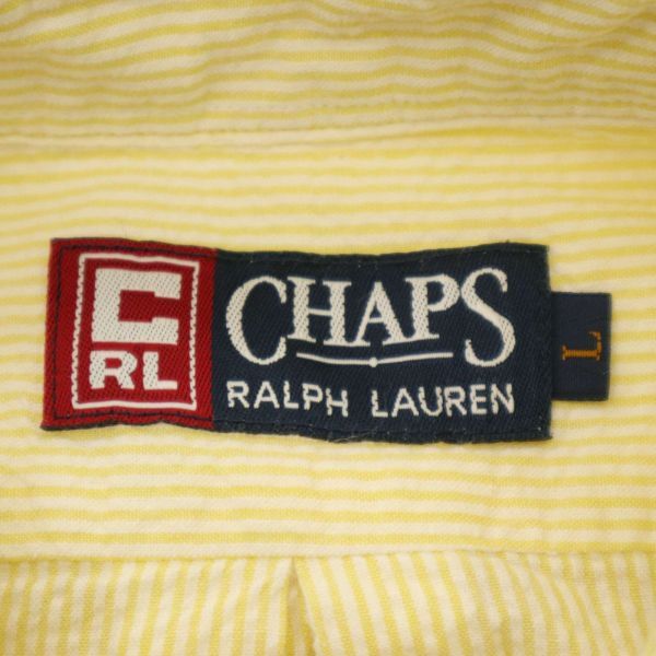 CHAPS チャップス ラルフローレン 春夏 シアサッカー★ 半袖 ボタンダウン プルオーバー ストライプ シャツ Sz.L　メンズ　C4T03513_4#A_画像5