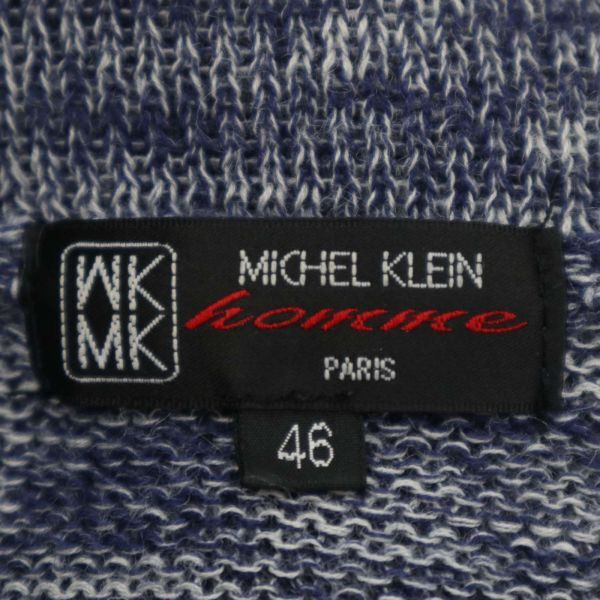 MK HOMME Michel Klein Homme spring summer flax linen* shawl color me Ran ji knitted cardigan Sz.46 men's navy C4T03597_4#M