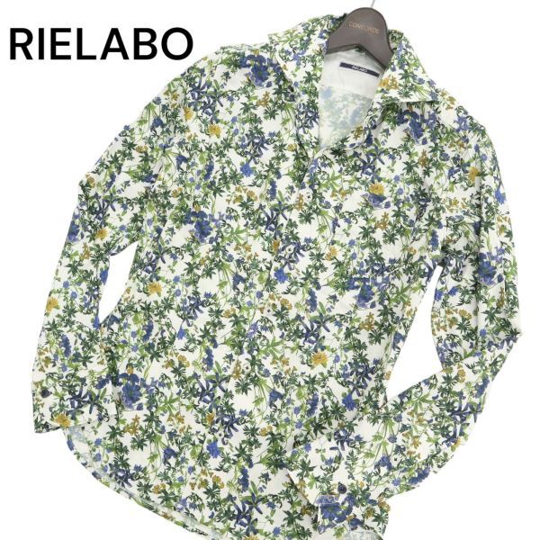 RIELABO リエラボ ニコルクラブ フォーメン 通年 花柄 フラワー総柄★ 長袖 スリム シャツ Sz.46 メンズ C4T03734_4#Cの画像1