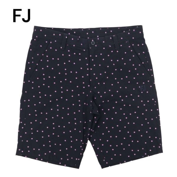 FJ FOOT JOY フットジョイ 春夏 花柄 フラワー総柄★ ストレッチ スラックス ショート パンツ Sz.L　メンズ ネイビー ゴルフ　C4B01824_4#P_画像1