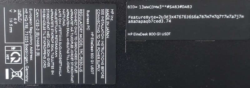 032815 hp EliteDesk 800 G1 USDT Core i5-4590S Mem無 HDD無 OS無 JUNK_画像9