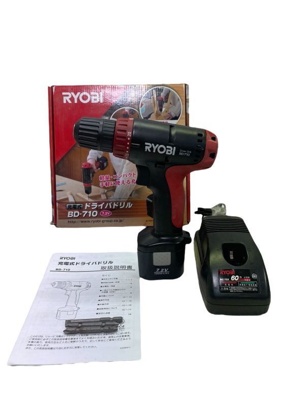 RYOBI リョービ　充電式ドライバドリル　BD-710　7.2V　箱&取扱説明書付き　使用少なめ_画像1