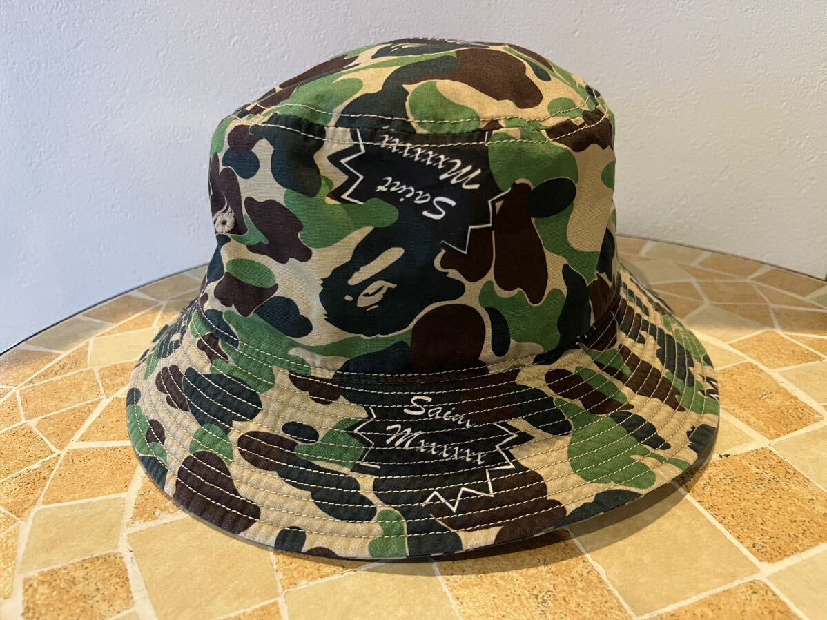 【入手困難】 SAINT Mxxxxxx セントマイケル BAPE ベイプ APE エイプ コラボ 帽子 ハット バケットハット 迷彩 総柄 新品 希少 レア_画像1