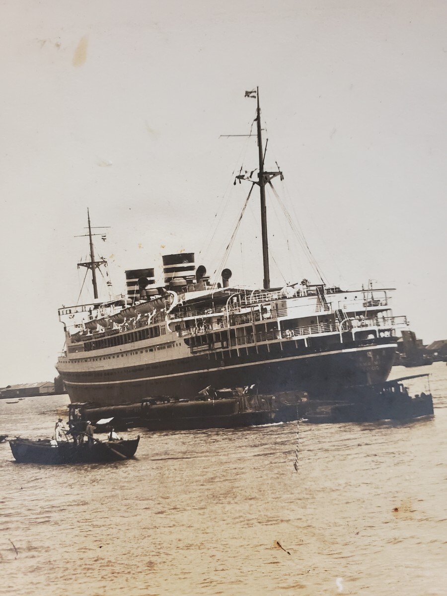 古写真　写真　2枚　上海　バンド　租界　外白渡橋　舟　支那事変　風景　昭和　戦前　大型_画像3