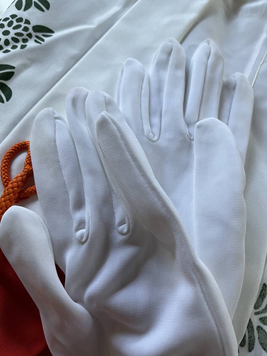 有名神社支給、巫女装束白手袋ナイロン製Mサイズ前後、バスガイドアルバイトで使用整理品_画像4