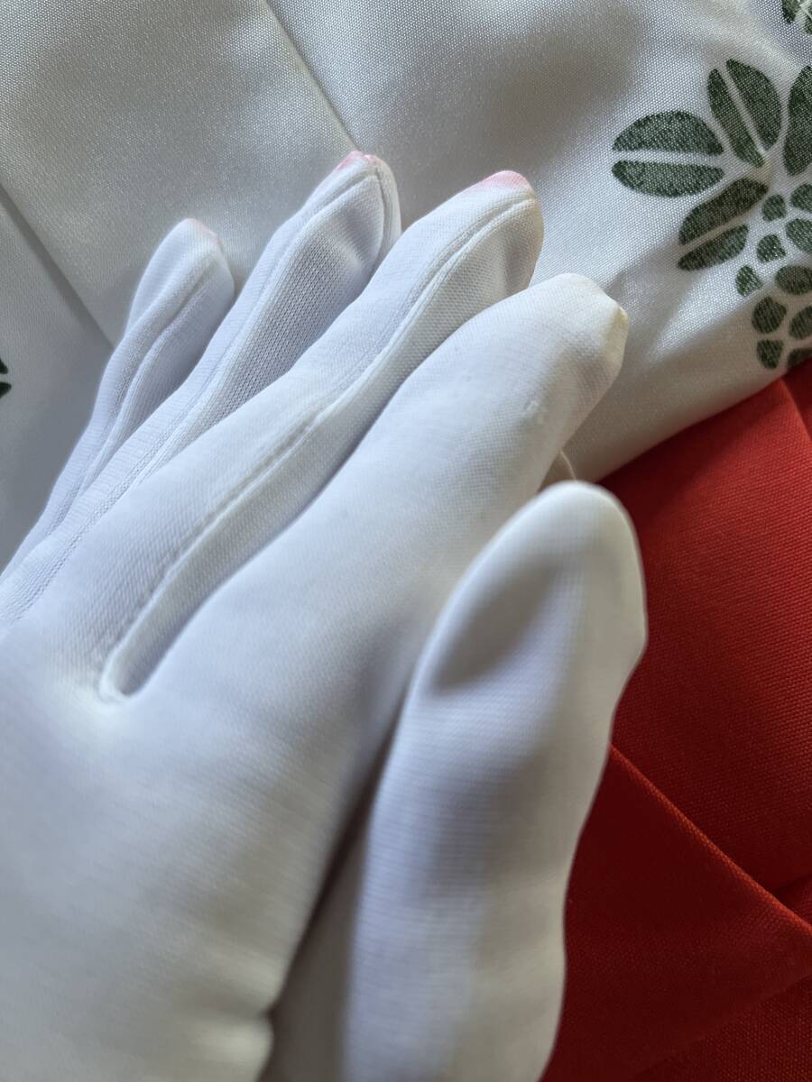 有名神社支給、巫女装束白手袋ナイロン製Mサイズ前後、バスガイドアルバイトで使用整理品_画像9