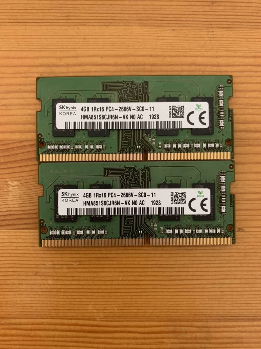 [ used operation goods ] for laptop memory SODIMM PC4-21300 (DDR4-2666) 4GB × 2 sheets total 8GB SK hynix HMA851S6CJR6N-VK