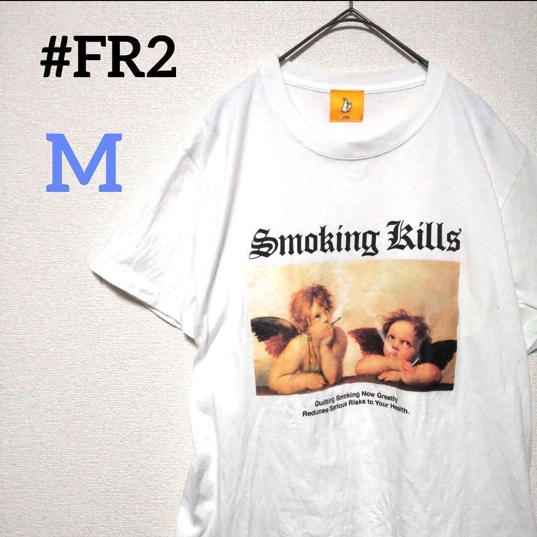 #FR2 Smoking Kills エフアールツー スモーキングキルズ 双子天使Tシャツ 名画 絵画 宗教画 うさぎ fxxking rabbit 刺繍ワッペン 白 M 半袖の画像1
