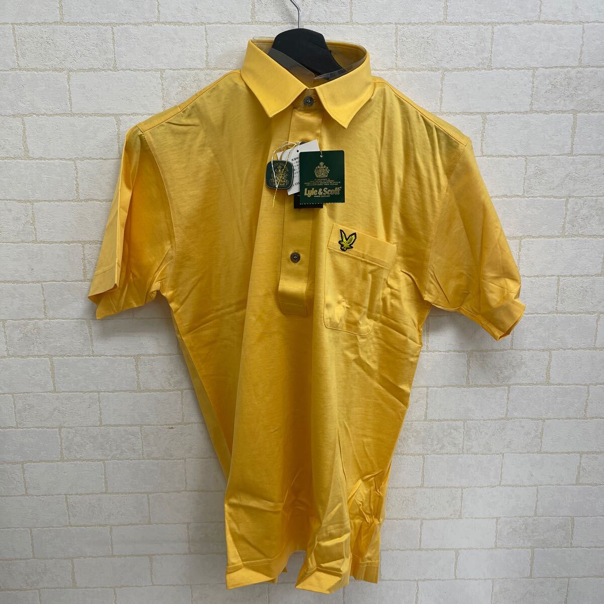 Y408. 22.la il & Scott Lyle&Scott M size polo-shirt with short sleeves yellow dead stock unused storage goods 