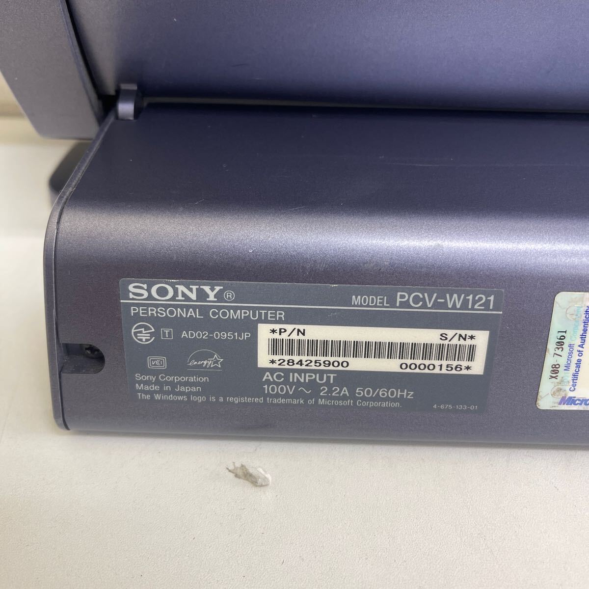 Y415. 1. SONY ソニー VAIO バイオW PCV-W121 Windows XP Celeron. 通電確認済み MD CD 確認 DVD 読み込まず   初期化 ジャンク扱いの画像8