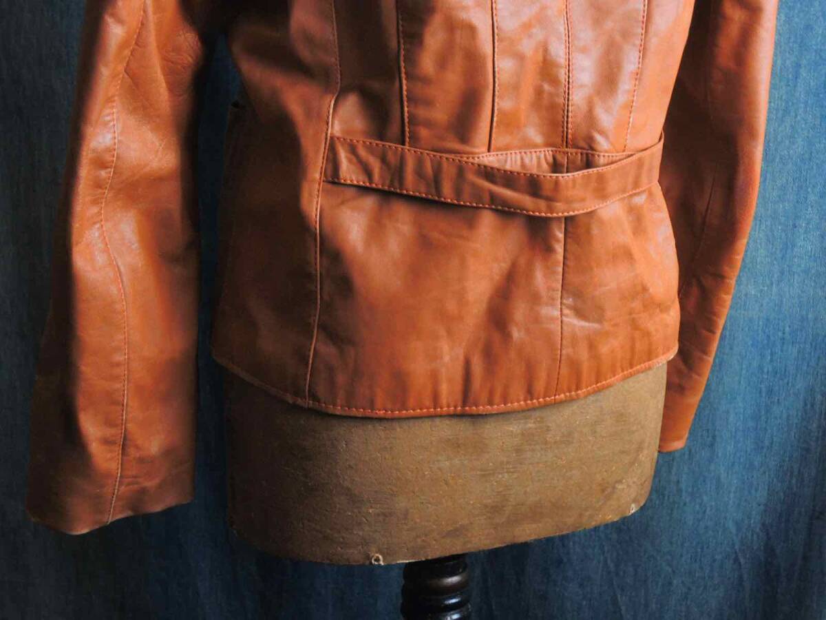 70sビンテージUSA1970年代MONT BLANC山羊革キッドスキン茶色レザージャケット本革ブラウン革ジャンEASTWEST GANDALF RRL BUCO JELADO50s60s_画像7