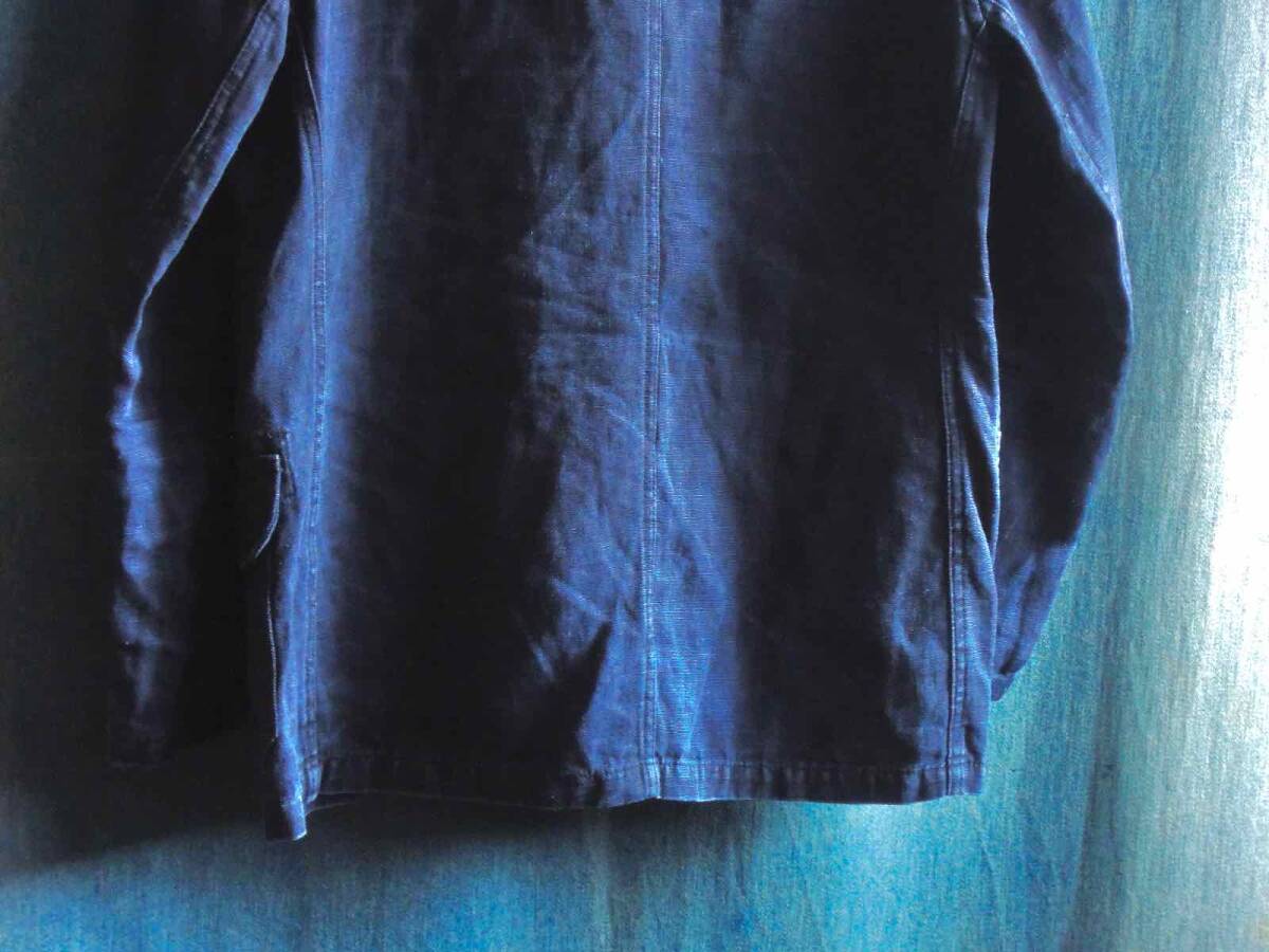 40sビンテージ1940年代フランス肉厚ブラックリネン黒フレンチワークジャケット麻カバーオール欧州ユーロ30s50sモールスキン古着20s30s50s仏の画像6