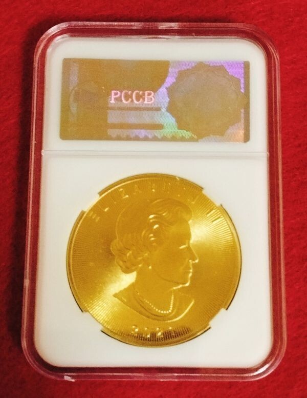● PCCB スラブケース入り エリザベスⅡ メイプルリーフ金貨 2021年 スラフケース入り ゴールド コイン メダルの画像1