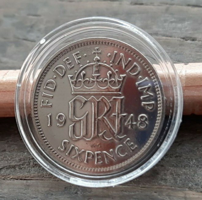 ゴルフボールマーカー幸せのシックスペンス イギリスラッキー6ペンス 1枚 英国コイン美品です 本物 19.5mm 2.8gramカプセル付き_画像4