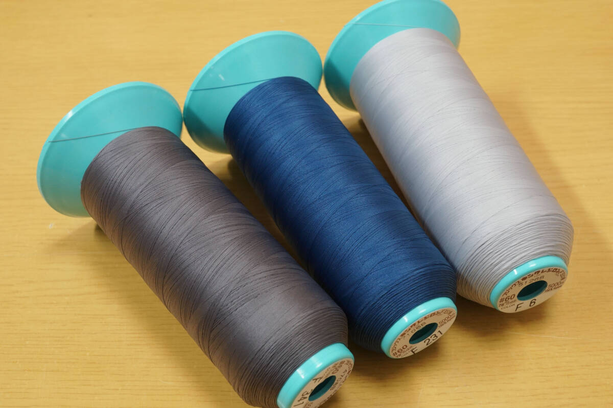 フジックス＃６０キングレジロン ストレッチミシン糸 使用感有 7色7本組 ニット素材 強伸縮素材 本縫対応の画像4