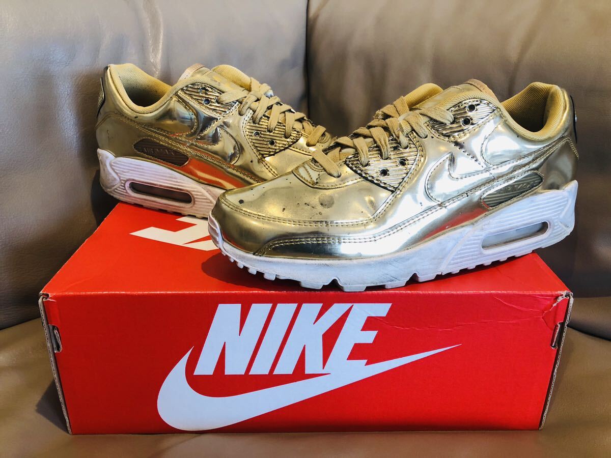 超希少！掲載モデル！即完売品！激レアカラー！お洒落！カッコイイ！★NIKEナイキ AIRMAX90 SP Metallic Gold！ゴールデンサイズ27㎝！★の画像2