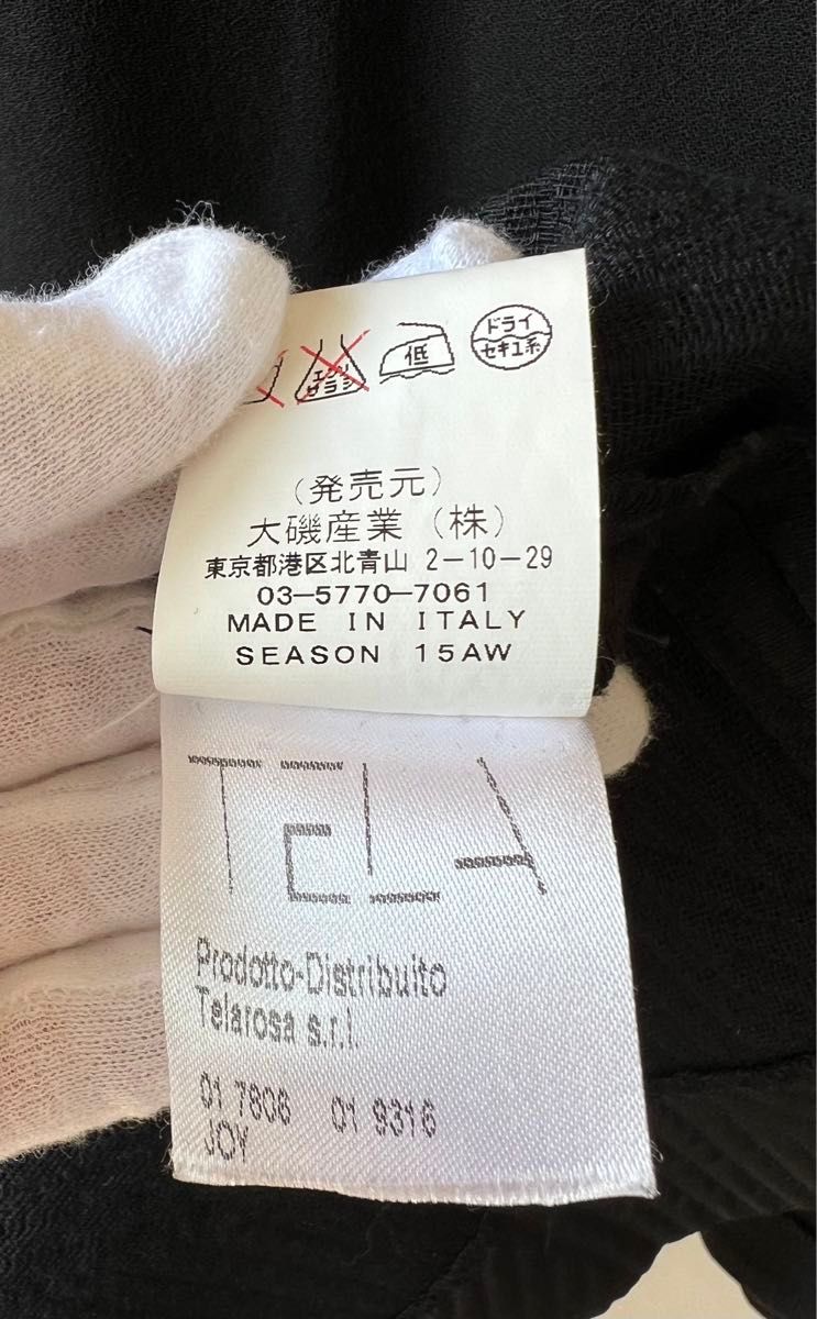 テラ TELA イタリア 切替ワンピース ひざ丈ワンピース ブラック SIZE S