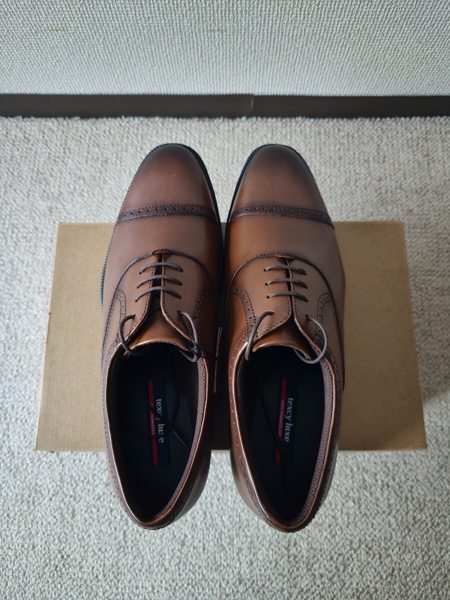 タグ付き新品☆ASICS texcy luxe ビジネスシューズ 27.5cm ブラウン 茶 革靴 レザーの画像5