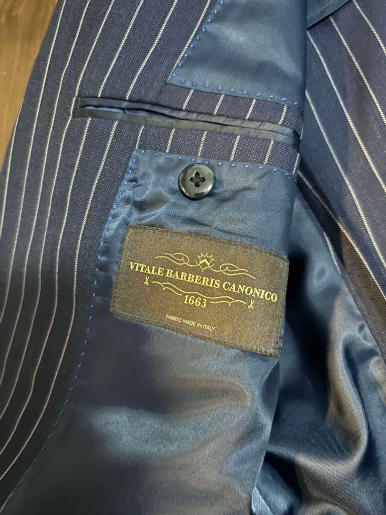 ストライプ　ネイビー　紺　スーツ　NOLLEY'S LIGHT ノーリーズライト　46 44 M L vitale barberis canonico _画像4