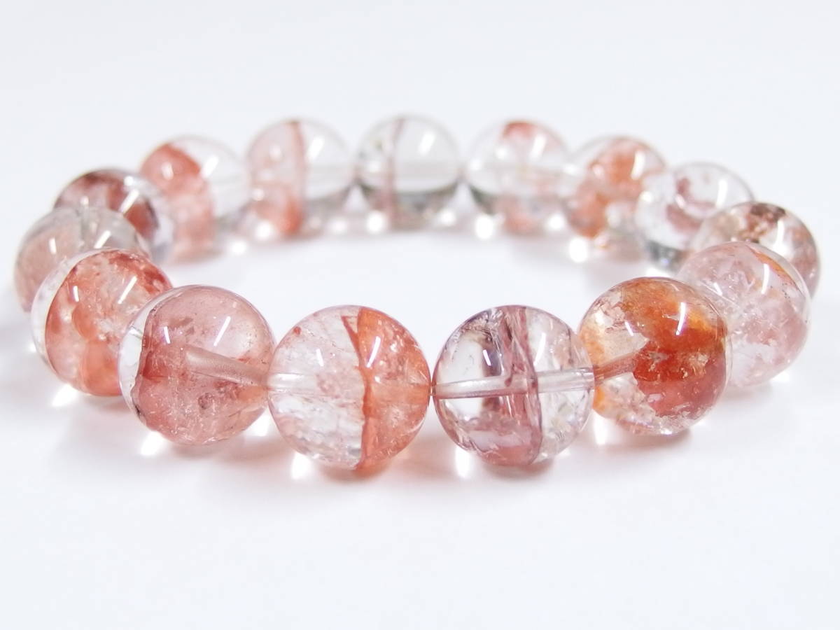 アイボリー×レッド ヘマタイトインクォーツ(13mm)れいさん専用