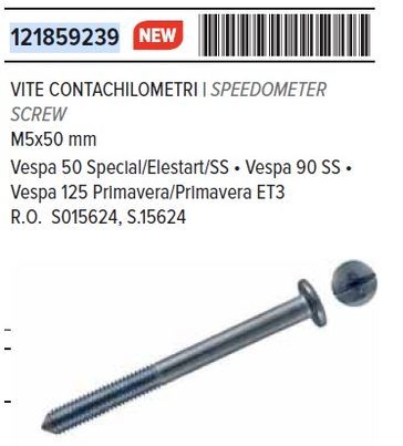 RMS 12185 9239 after market (-) screw M5x50mm Vespa V/ET3 meter 