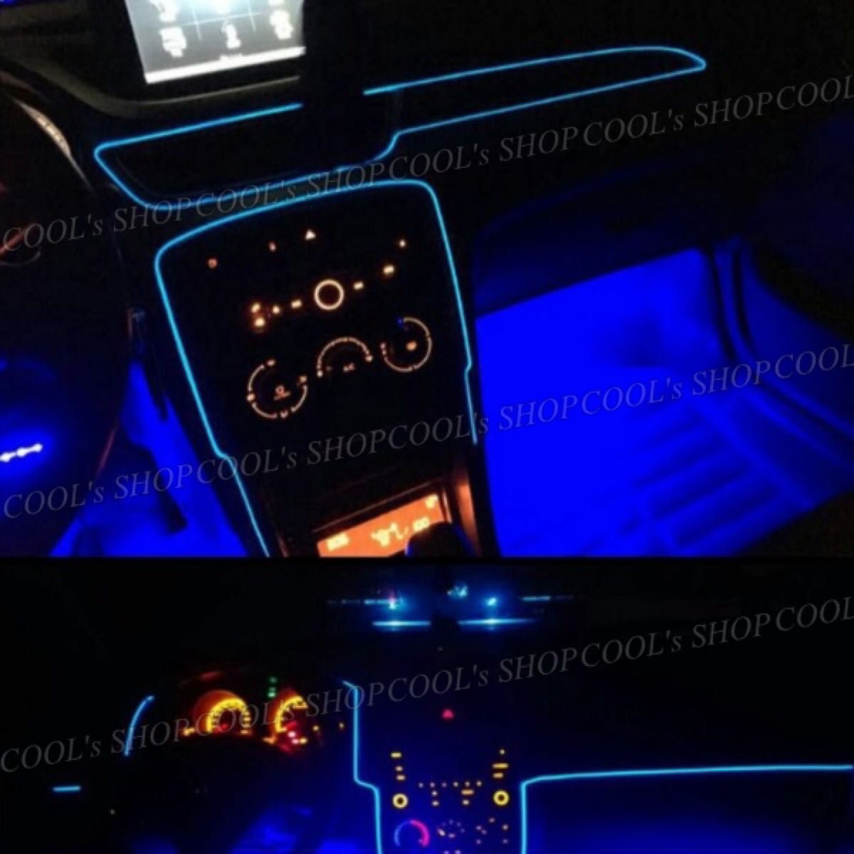 A アンビエントライト ネオンワイヤー ELライン LEDチューブ 間接照明 青 リブ付きファイバー ブルー カー用品 車用