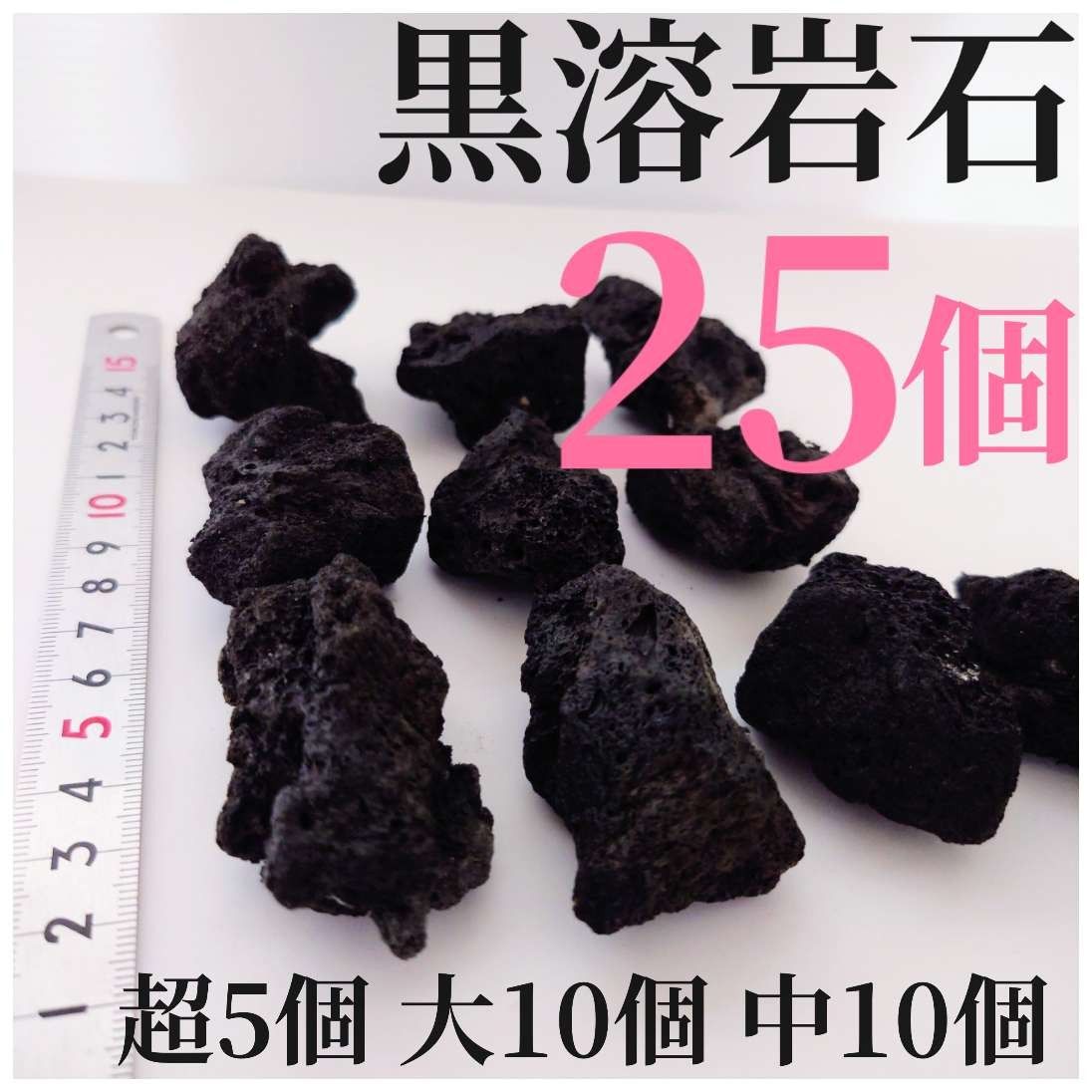 黒溶岩石 25個 【超5大10中10】☆アクアリウム、テラリウム、苔リウムに最適